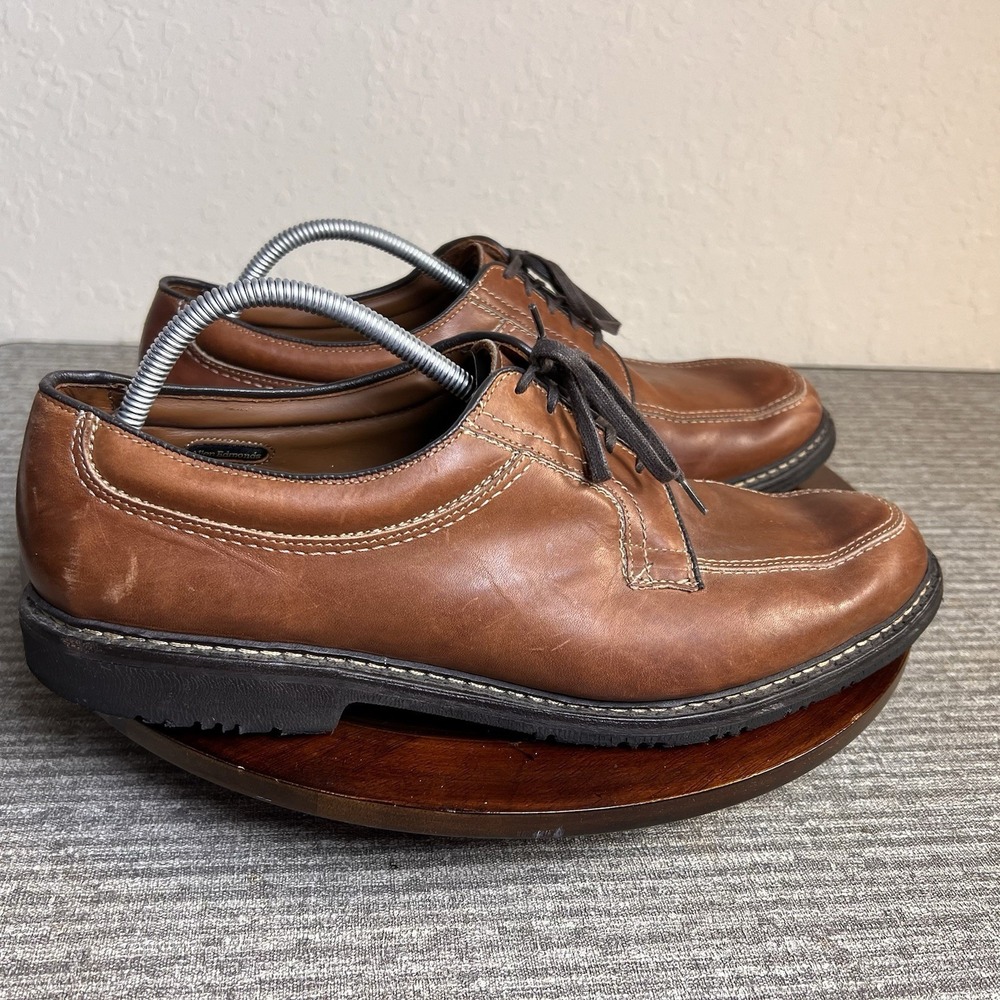 Allen Edmonds USA Cognac Wilbert Shoes Brown Leather Size 14 EEE Dress Comfort